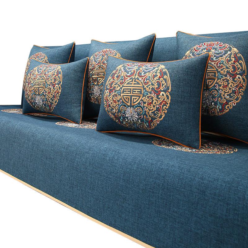 Chinese Mahogany Sofa Seat Cushion Cover Non-Slip Cover Towel High-Grade Solid Wood Sofa Cushion Embroidered Arhat Bed Cover