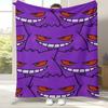 Gengar Pokemon Cartoon Ectoplasma Flannel Blanket,Ultra Soft Warm Plush Throw for Home Bedroom Bed Sofa Cover Picnic Gift