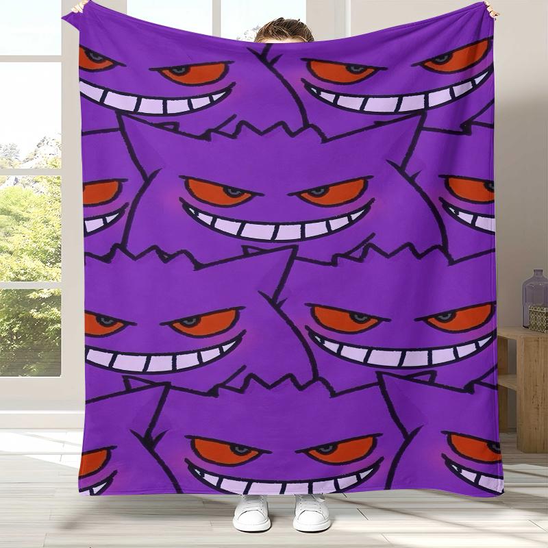 

Gengar Pokemon Cartoon Ectoplasma Flannel Blanket,Ultra Soft Warm Plush Throw for Home Bedroom Bed Sofa Cover Picnic gift 75x90cm