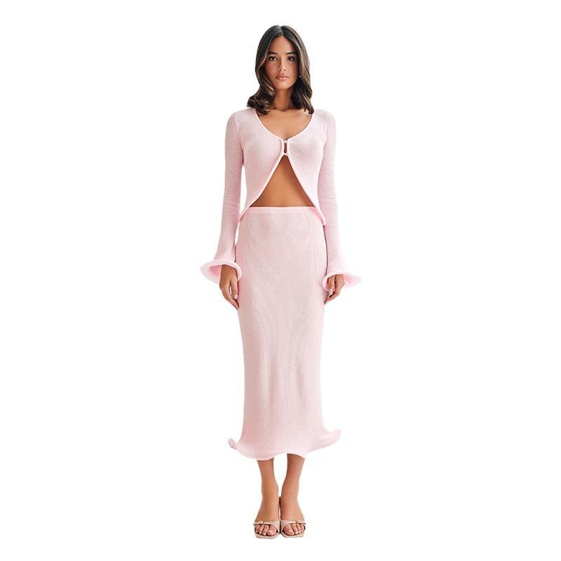 Autumn New Beach Suit Women Solid Color Sexy Knitted Hollow Beach Swimsuit Women's Dress