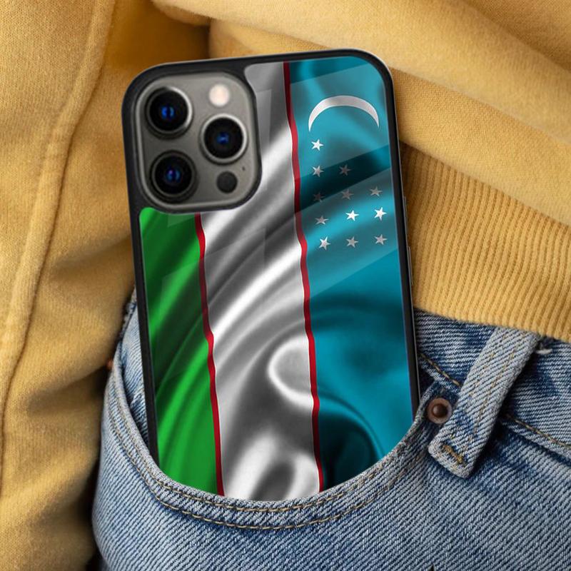 Usbekistan Flagge Weiche Handyhülle für iPhone 17 Air 16e Pro max 15 Pro 13 14 Plus 11 12 MagSafe Magnetische Coque