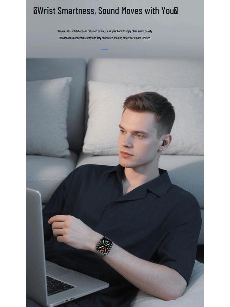 New T1 Smartwatch & TWS Earbuds: 2-in-1 Bluetooth Call, Music, Pedometer, Sports Watch - Black