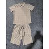 Men Casual Summer Turn Down Collar Short Sleeve Jacquard Polo Shirt And Shorts Set