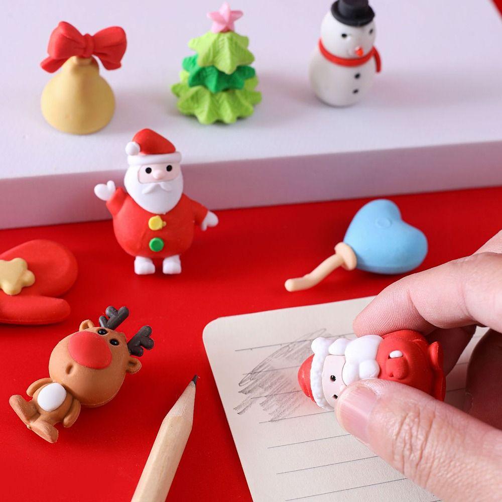 Elk Pencil Erasers Santa Christmas Stationery School Supplies Christmas Eraser  Student