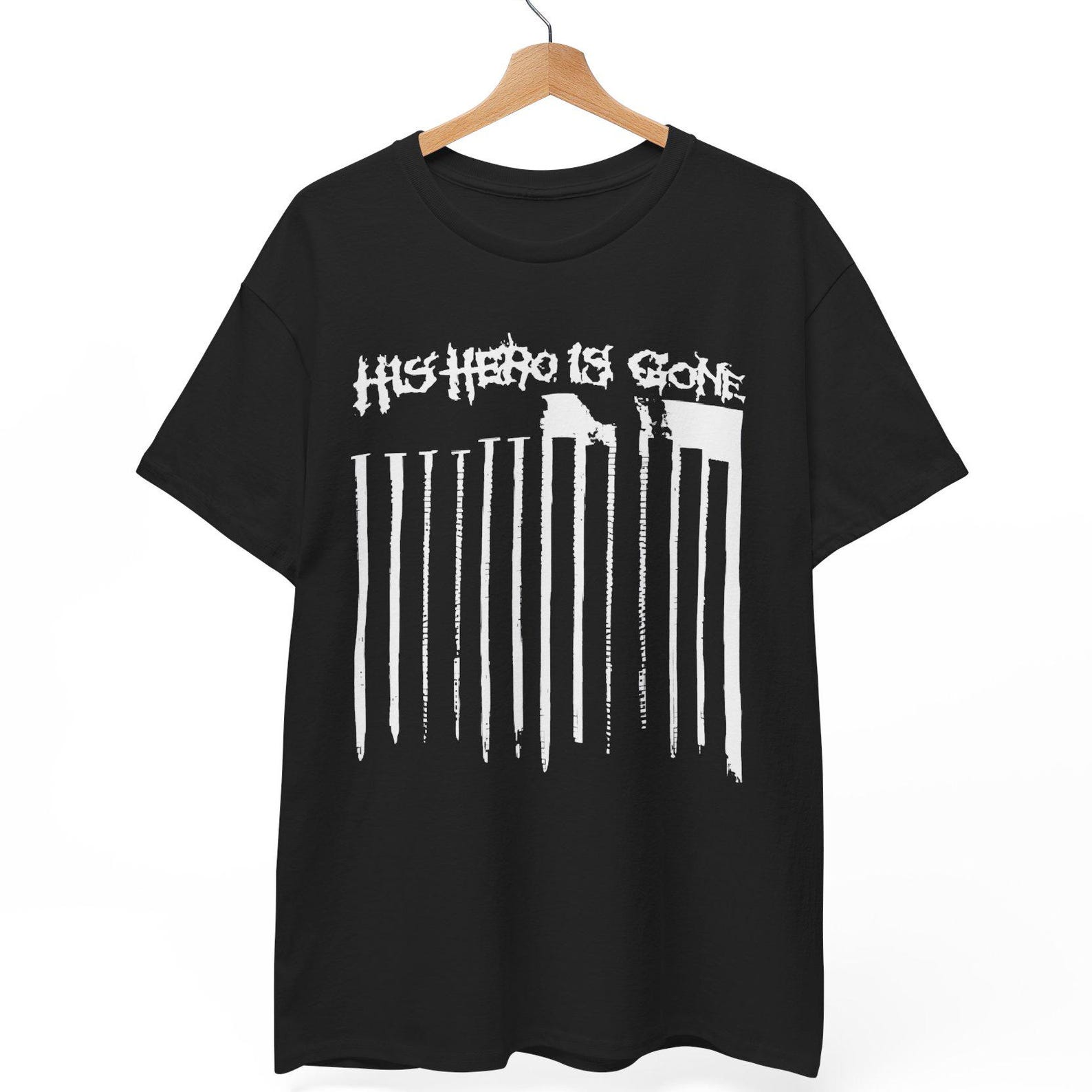 His Hero Is Gone Shirt | Hardcore Crust Punk Band Tee | Memphis Crustcore Graphic T-Shirt S