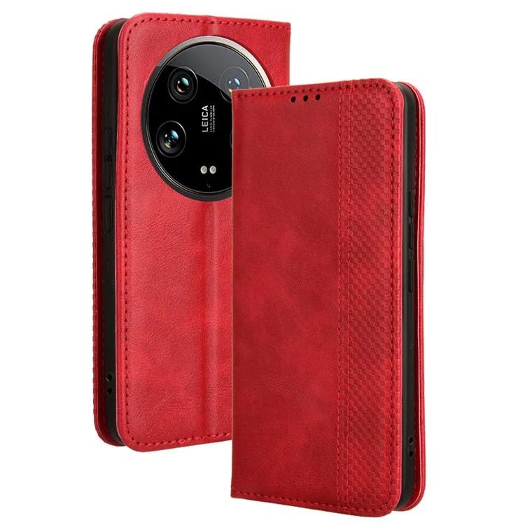 

Для Xiaomi 14 Ultra Case Vintage Leather Magnetic Flip Phone Cover