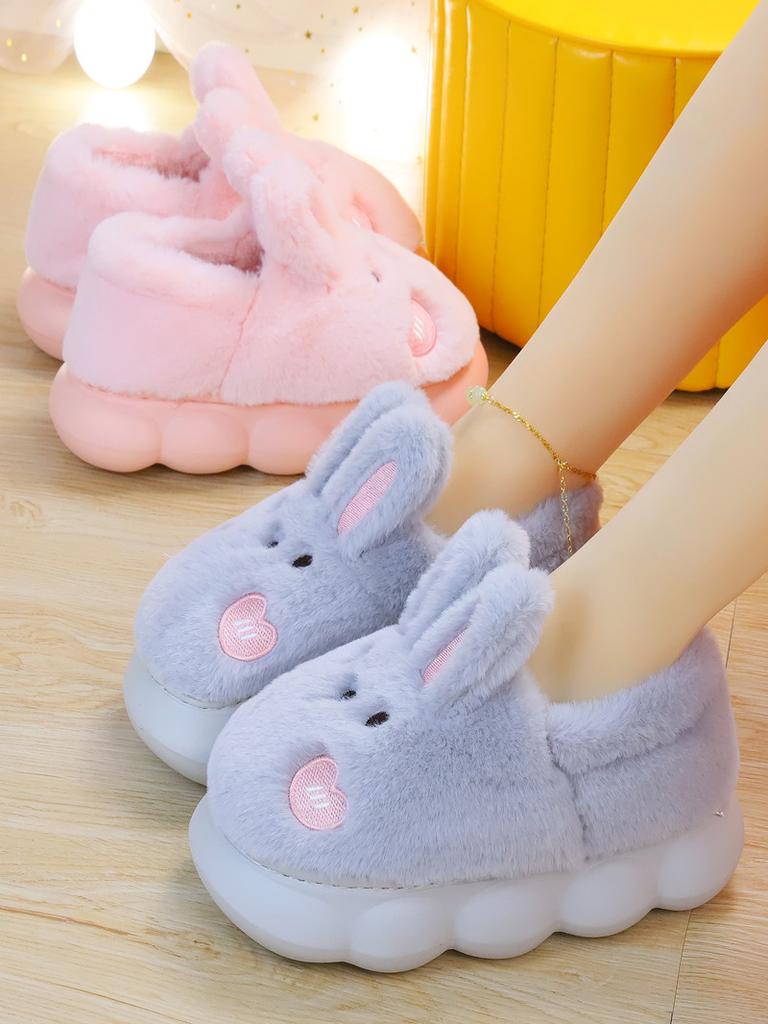 Fashion White Rabbit Hare Slippers Women's Cute Animal Platform Home Mules Shoes Girls Bedroom Plush Slides Slipper Ears Indoor Shoes