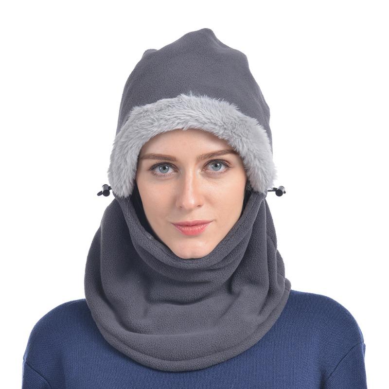 Outdoor Warm Cycling Cold-proof Scarf Integrated Fleece Cap Thickened Winter Hat Men's Winter Women's Pullover Hat