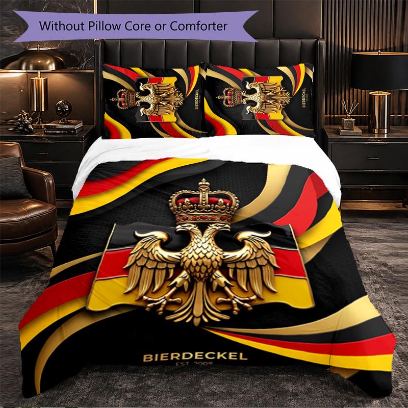 Belgium Football Pattern 3 Pieces Bedding Set Soft Microfiber Duvet Cover with Pillow Cases for Bedroom