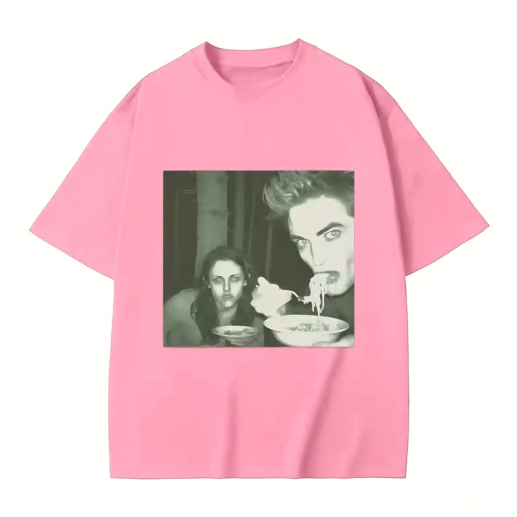 Movie Collection Twilight Bella and Edward Cullen Haikyuu Men's and Women's Short Sleeve Crew Neck Print Pullover T-Shirt