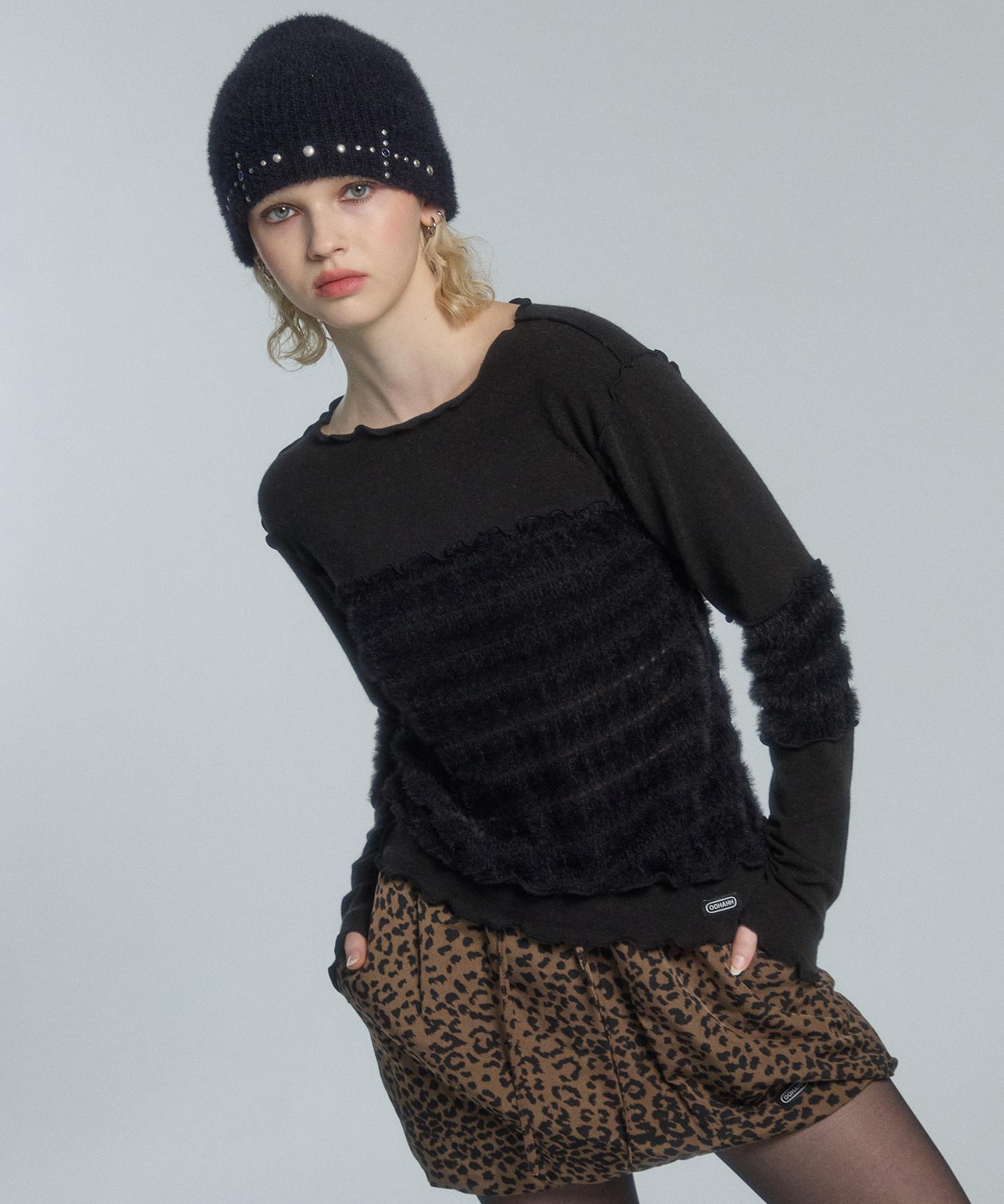 Uah Fur Lace Asymmetrical T-Shirt (Black) Free