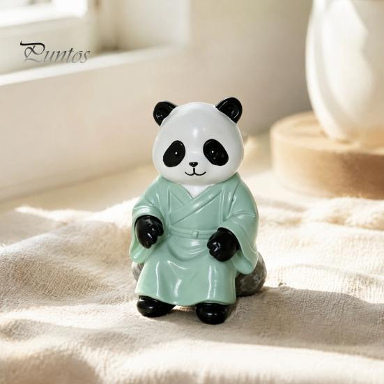Small Zen Tabletop Figurine Panda Playing Go Chess Figurine, Resin Robe Leisurely Mood Office Ornament Ornament, Cute Statue for Tea Room Study Decor