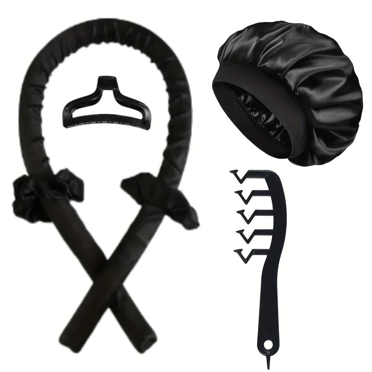 

Набор из 6 шт. бигуди без нагрева и атласной шапочки для сна. Повязка для завивки волос без нагрева, заколка-краб для волос, резинки для волос, мягкая шапочка для сна.