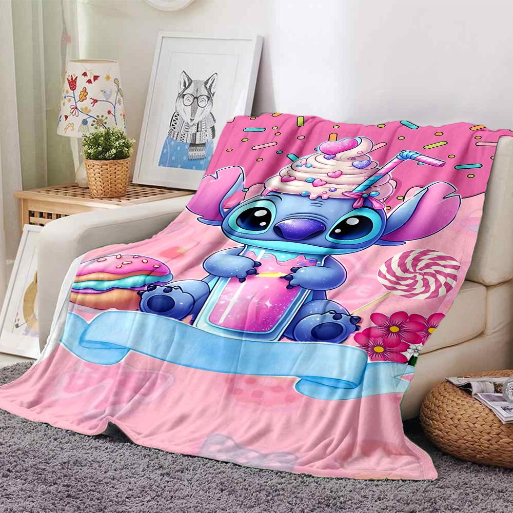 1pc Lilo Stitch Fantasy Flannel Blanket,Ultra Soft Warm Plush Throw for Home Bedroom Bed Sofa Cover Camping Picnic gift Y7172