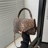 Chic Leopard Print Handheld Small Square Bag For Women Stylish Trendy Shoulder Tote