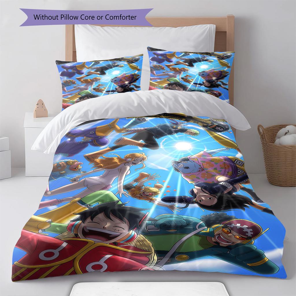One Piece Pattern Bedding Quilt Set Quilt Cover Pillowcase Home Birthday Gift(1 * Duvet Cover + 2 * Pillowcase, Without Core)