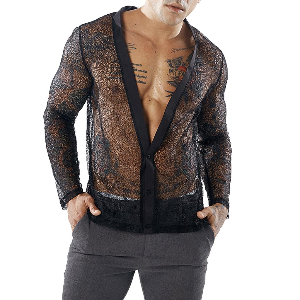 Men Fishnet Shirt Mens Fishnet Top Mesh Transparent  Muscle T-Shirt Net Undershirt Top