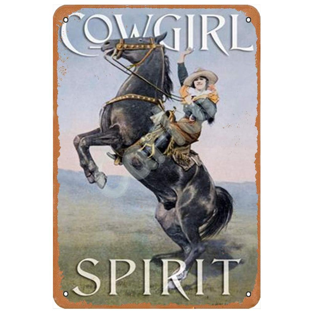 Vintage Cowgirl Metallschild Retro Westlich Reiten Zitat Blechschild für Heimbar Bauernhaus Dekoration Das Leben ist Hart Spirituell Wi