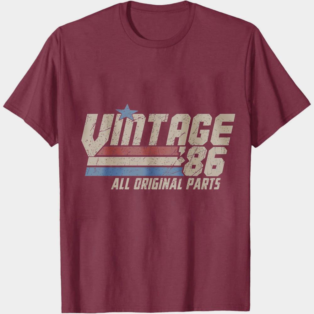 Vintage 86 All Original Parts Summer Men TShirt Retro American Style Casual Wear For Birthday Gift For Him