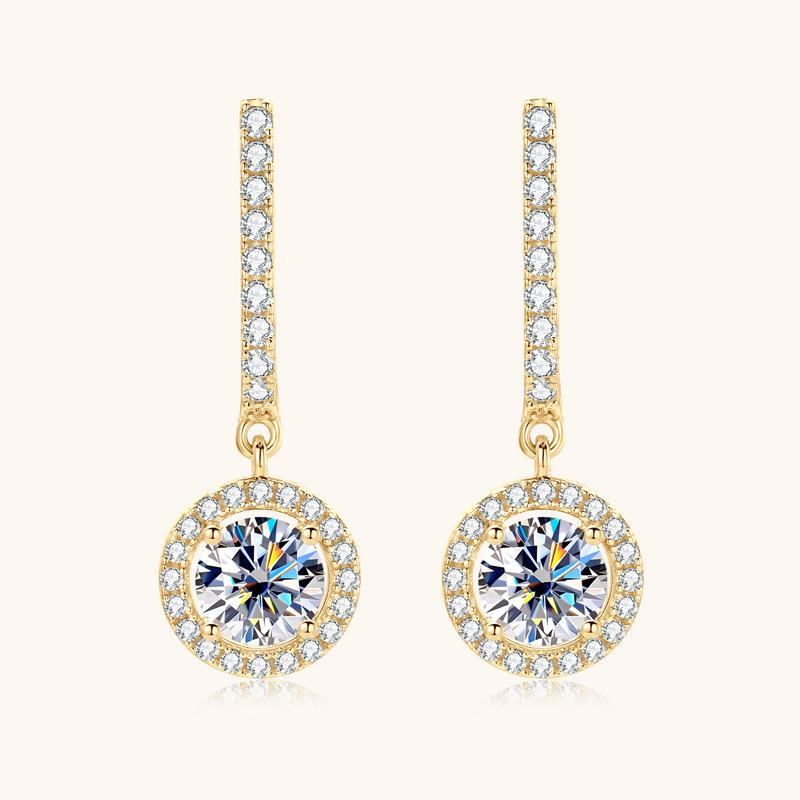 Gica Gema Niche Design Simple Round Bag Moissanite Earrings Full Of Diamond Inlay To Girlfriend Valentine's Day Gift