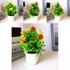 Artificial Rose Miniature Potted Plant With Plastic Construction For Home Decor And Gift