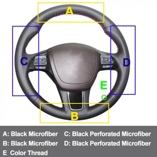 Hand Sewing Car Steering Wheel Cover Wrap For Volkswagen VW Touareg 2011 - 2018