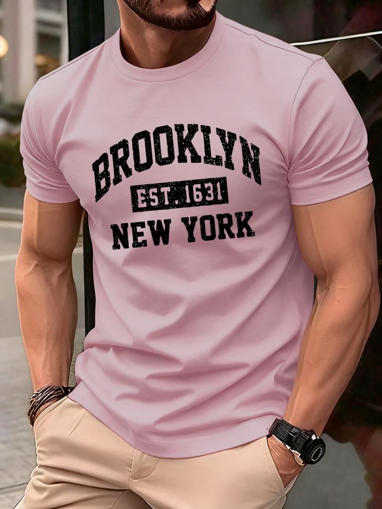 Brooklyn New York City Print T Shirt Men Fashion AllMatch Streetwear Crewneck Cotton Clothing Unisex Summer Loose TShirts