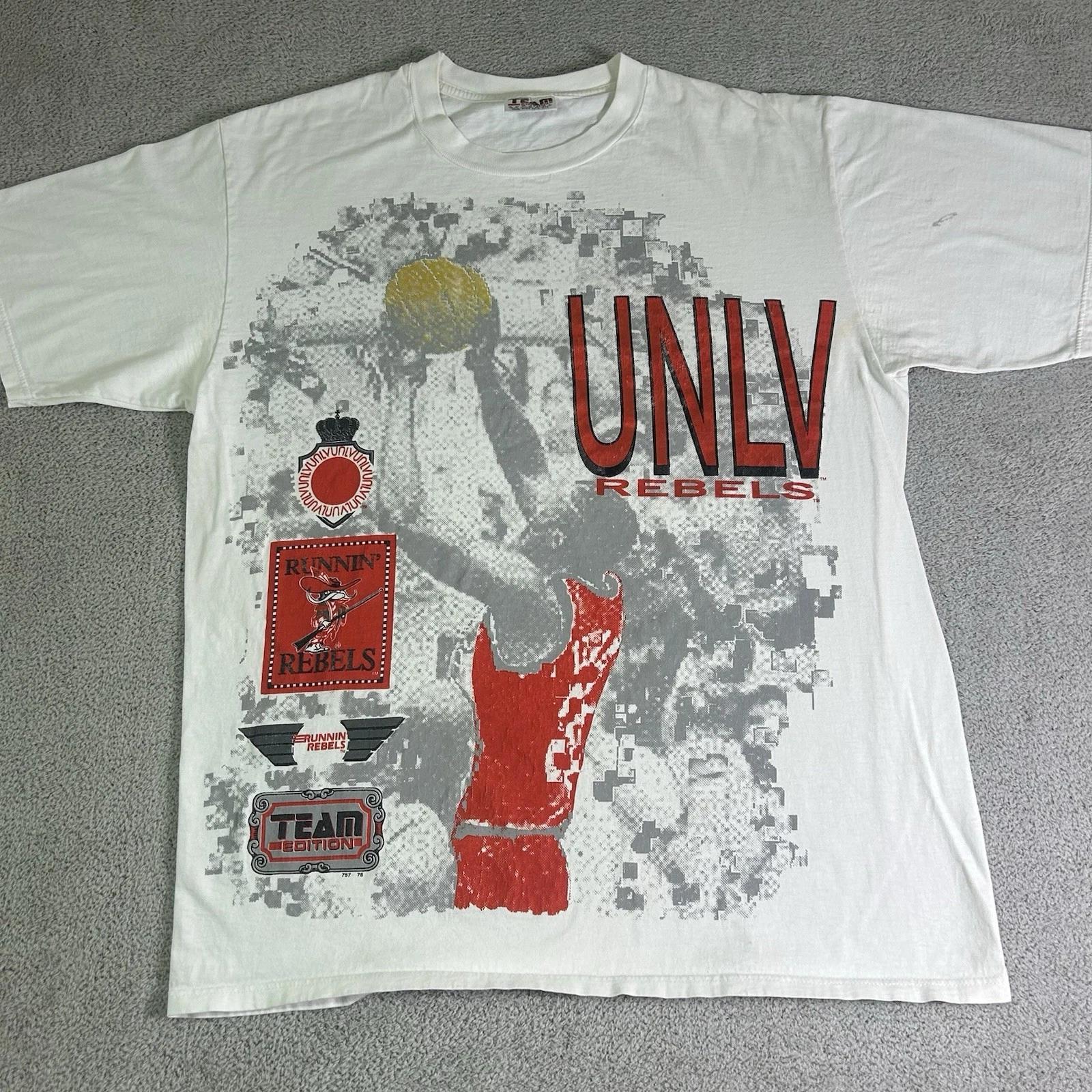 

Team Edition Runnin Rebels UNLV Graphic T Shirt Men’s Medium White & Red Y2K XL
