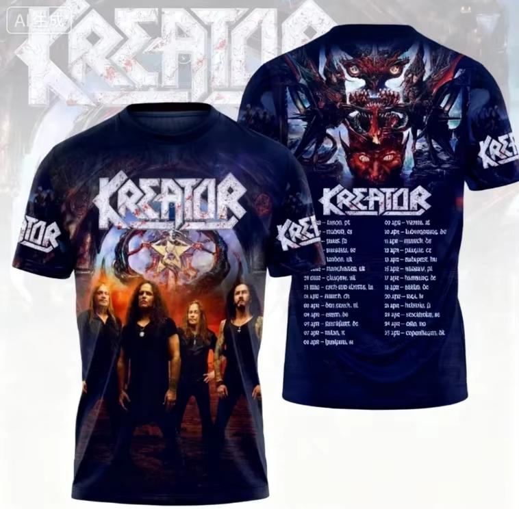

2026 New Kreator Band 3D Print T-shirt Men Women Fashion Hip Hop Street Short Sleeve Tops Tees Kids Clothes men camisetas hombre XL