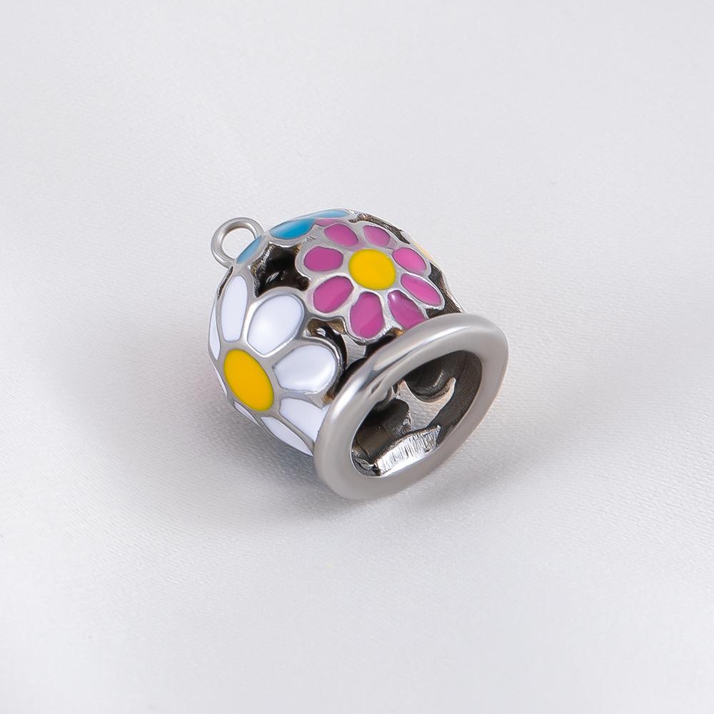 5pcs Stainless Steel Golden Bell Pendant Daisy Flower Charm DIY Necklace Bracelet Jewelry Making Material Needle Thread Supplies