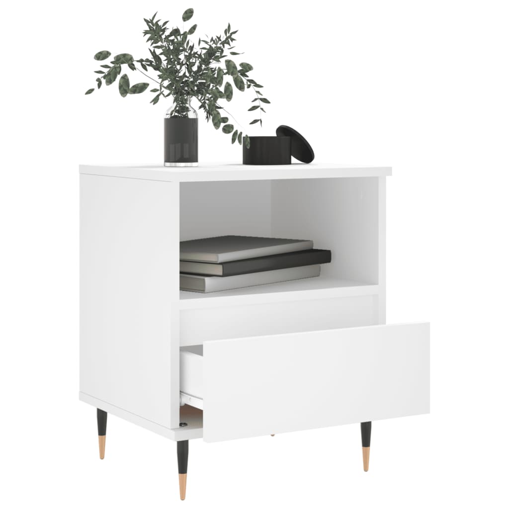 Nightstand White 40 X 35 X 50 Cm Particleboard