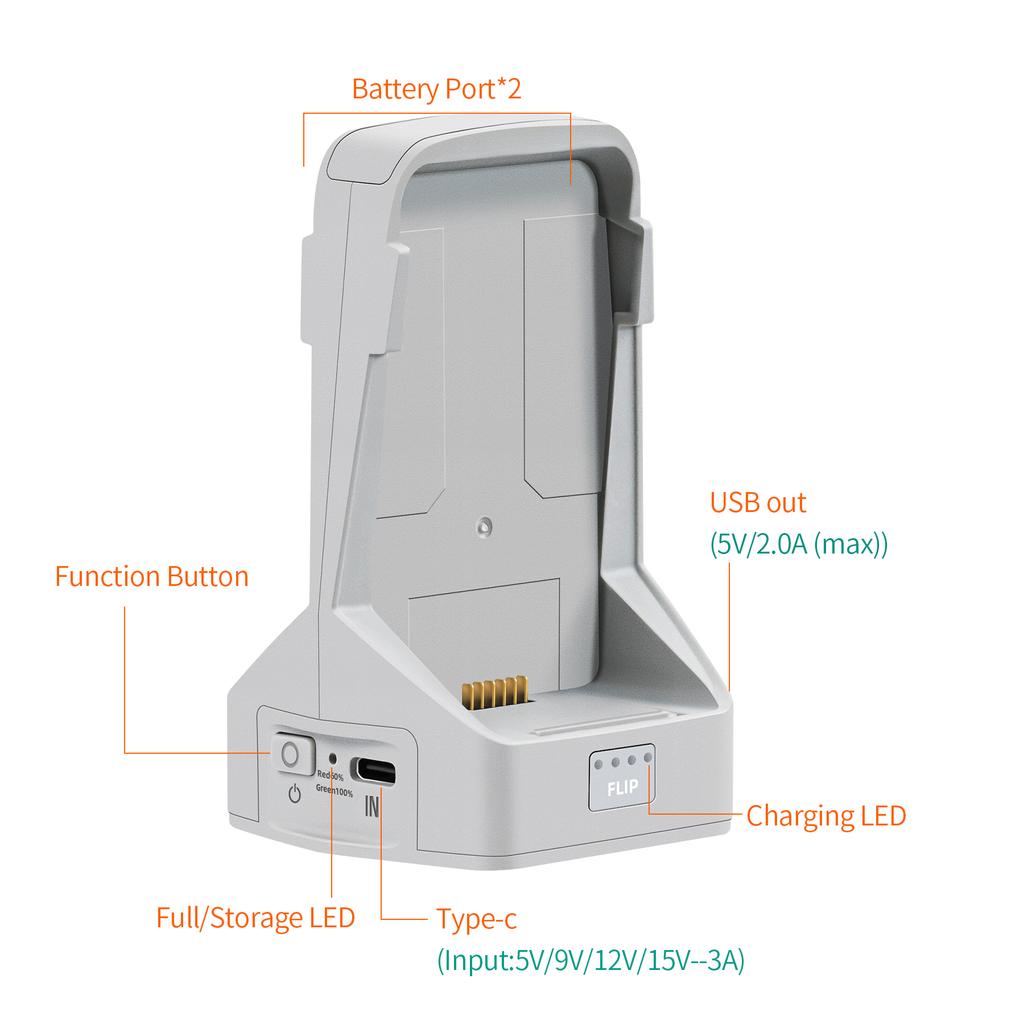 Battery Charger For DJI Flip Two-way Charging Hub Vertical Butler Power Bank Charging Station Kit For DJI Flip Drone Accessories