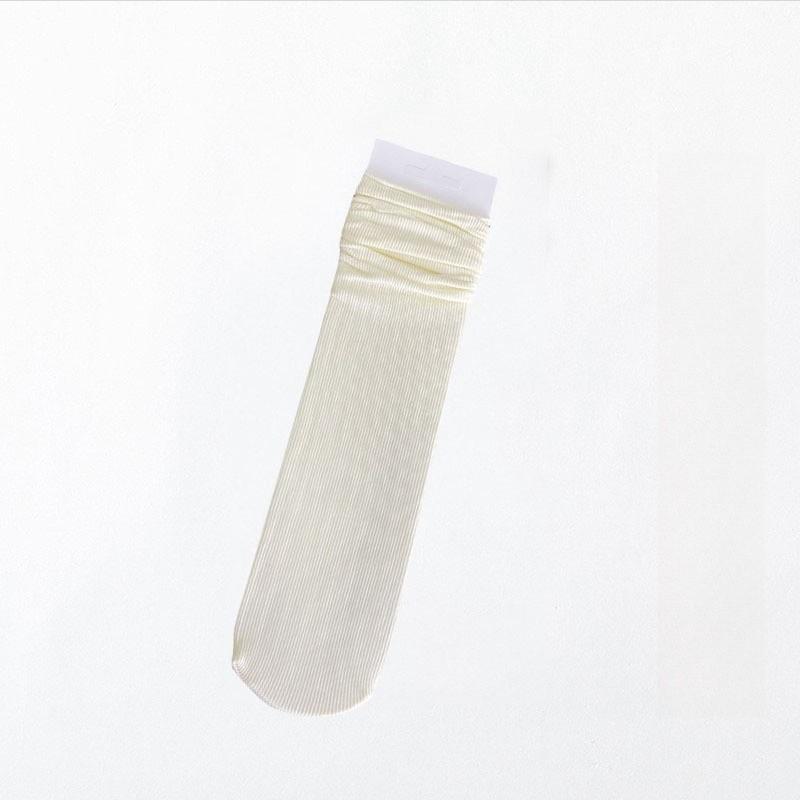 

Чулки до середины икры с ворсом для женщин, весна и лето, прохладные и дышащие, чулки со льдом, бесшовные, высокоэластичные, чулки из белого ледяного шелка 1 pair молочный белый