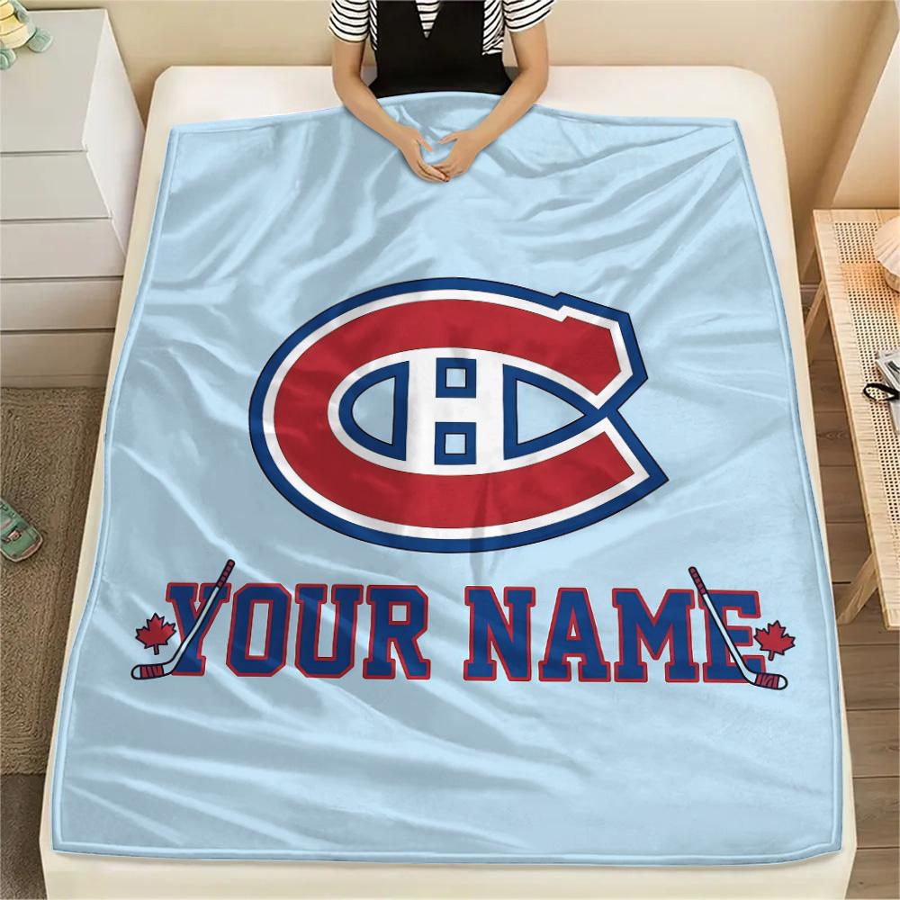 Custom Name Montreal Canadiens2 Flannel Blanket, High Quality Comfortable for All Seasons, Home Decor, Warmth and Comfort