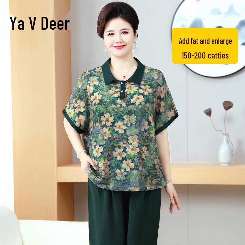 Elegant Floral Two-Piece Summer Outfit for Women 6XL