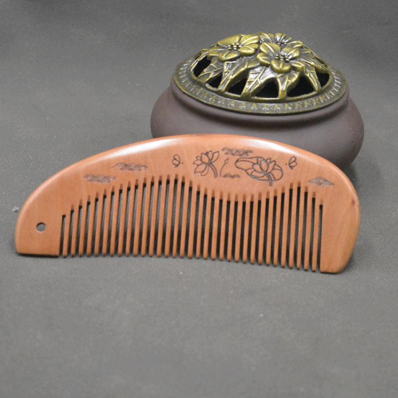 Natural Anti-Static Peach Wood Comb for Men & Women’s Long Hair with Buffalo Horn