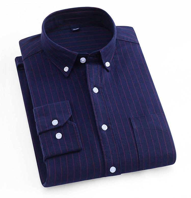 New, Spring Korean Version Shirt Men's Cotton Oxford Spinning Non-ironing Casual Versatile Long-sleeved Striped Shirt Men's