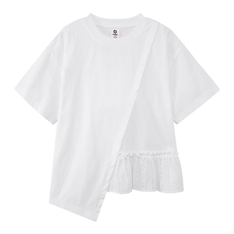 Girl's Ruffled Hem Pure Cotton Short Sleeve T-Shirt
