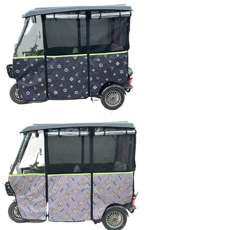 Helt Inneslutet Genomskinligt Regnskydd för Elektrisk Trehjuling MiniBuss