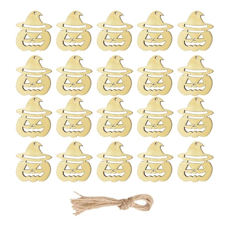20PCS Handmade Wood Hanging Halloweens Decorations Easy Assembly Holiday Craft Project for Kids Adults