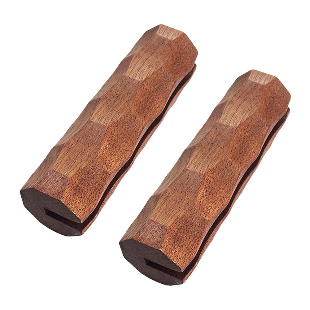 2 Pièces Sapele Poêle Poignée Isolée Anti-Brûlure Extérieur Poêle à Grill Poignée Résistante à la Chaleur Portable Plaque BBQ Poignée pour Ustensiles de Cuisine de Camping