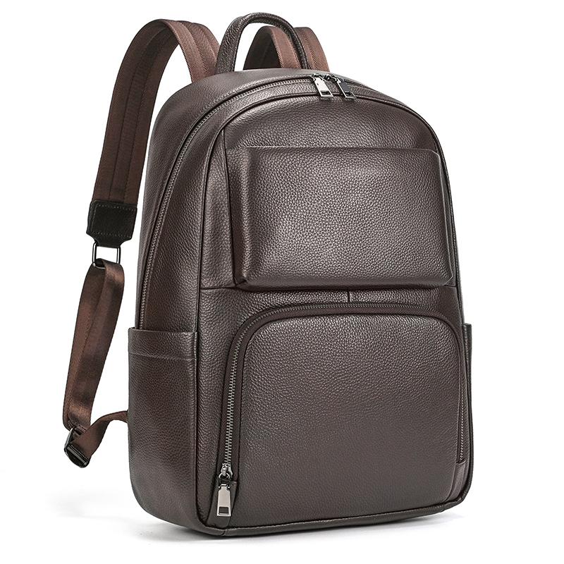 

2026 Hot Fashion Genuine Leather Backpack Real Cowskin Travel Backpacks Men Women Daypack Black Brown Bagpack Bag For School кофейный