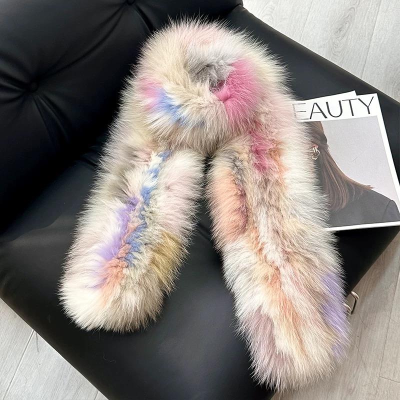 2025 Winter Fashion Luxury Fox Fur Scarf Woman Double-sided Thicken Soft Long Real Fur Scarf Neck Warmer