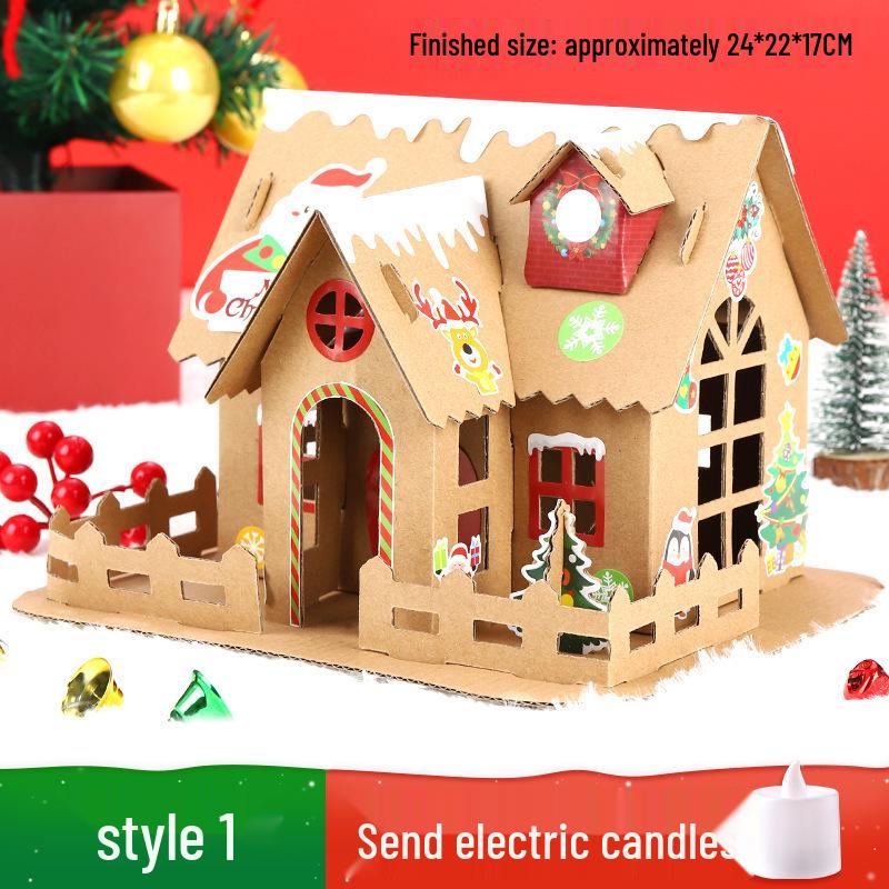 Luminous DIY Gingerbread Snow House Kit for Kids - Handmade Christmas Decoration