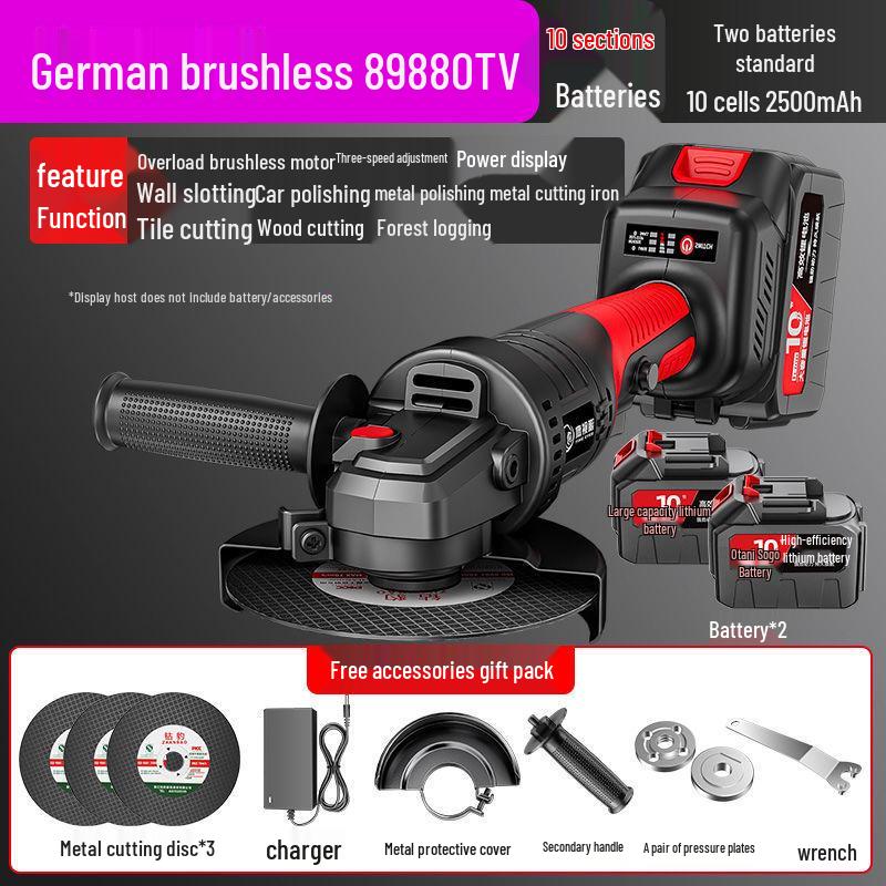Brushless Cordless Lithium Battery Angle Grinder & Polisher - Multifunctional Cutting & Polishing Machine
