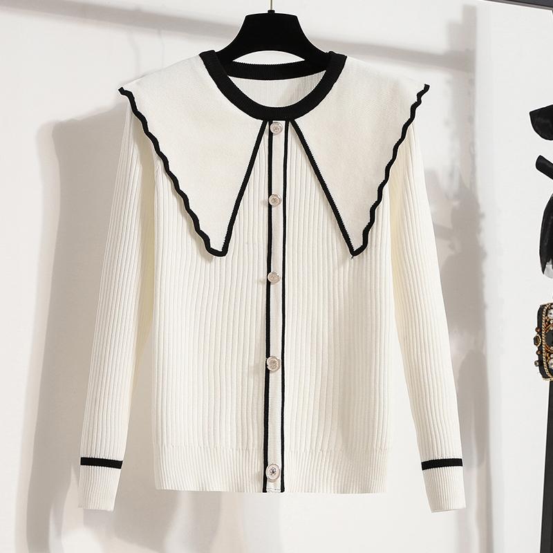 Элегантный и простой свитер прямого кроя большого размера с застежкой на одну пуговицу L белый