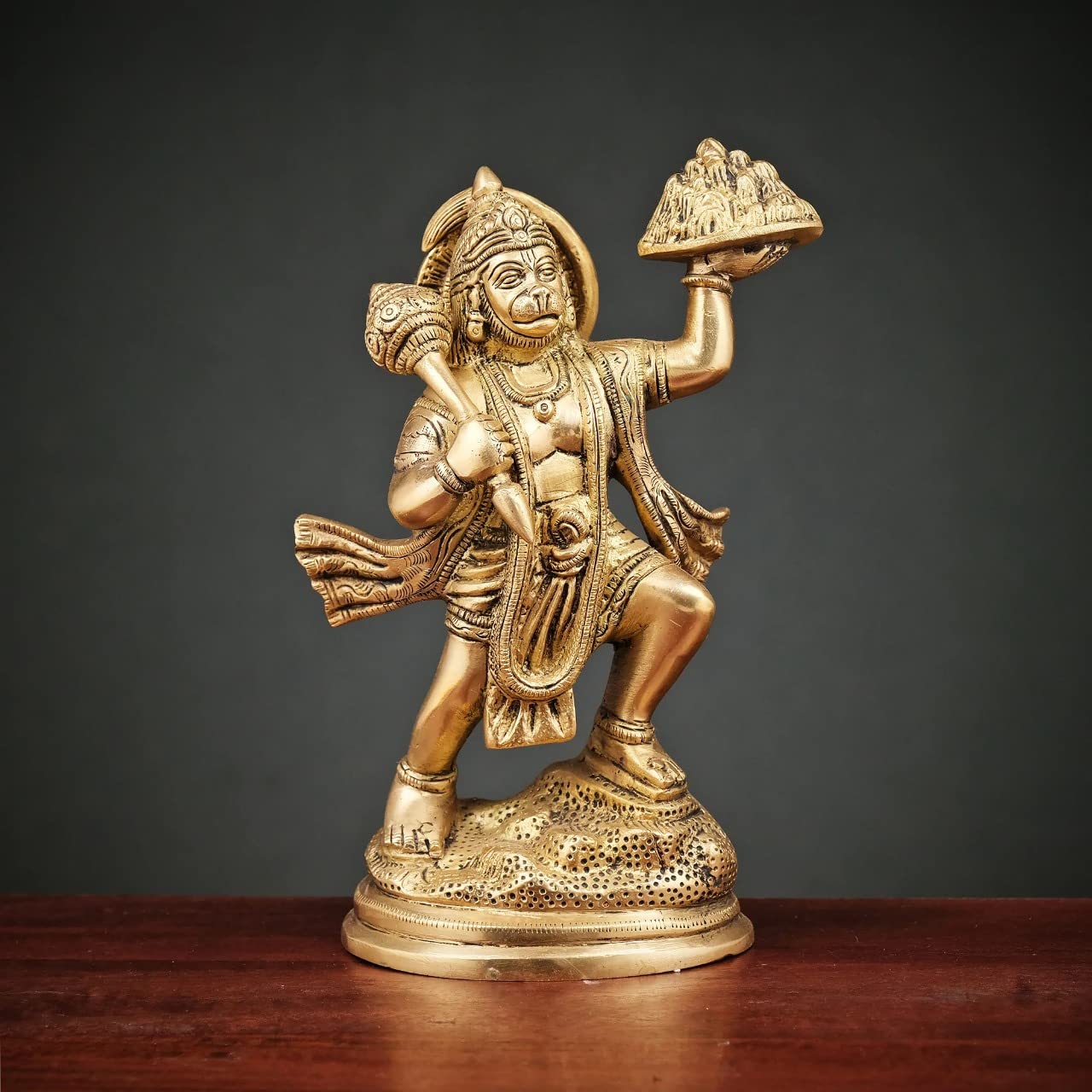 Lord Hanuman Ji Idol Holding Sanjeevi Booti Mountain Idol Decorative Figurine