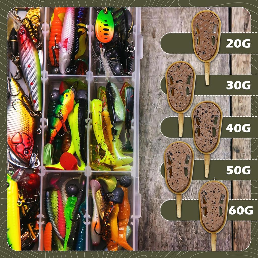 2pcs/3pcs/6pcsCarp Fishing Method Feeders,20g/30g/40g/50g/60g Fishing Feeders with Quick Realease Mould,Carp Fishing Accessories