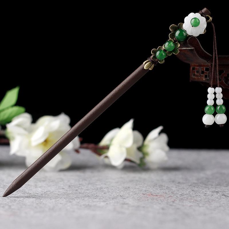 Retro Walking Hairpin, Ancient Hanfu Fringed Headdress, Hairpin, Court Classical Disc Hair, Wooden Hairpin, Hair Accessories