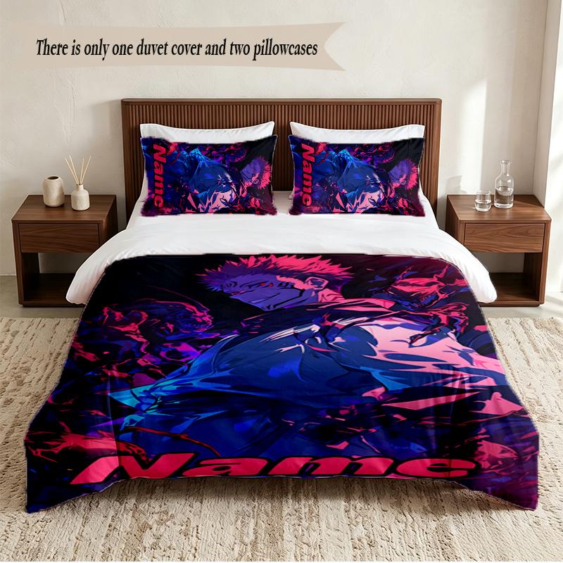 SUKUNA Personalized Custom Name 3‑Piece Bedding Set Soft Duvet Cover Set For Bedroom Home Decor